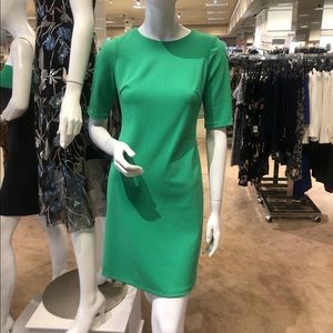 Tommy Hilfiger 12 Sheath Dress Green w/ Gold Accents Short Sleeve Zipper